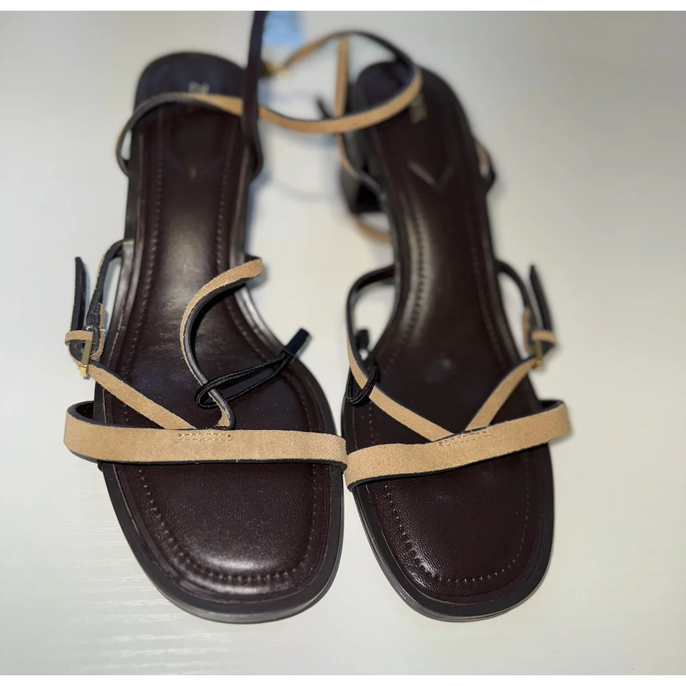 Zara Strappy Suede Heeled Sandals Size 39EU 8 US - Picture 6 of 8